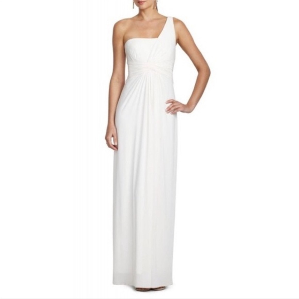BCBGMaxAzria Cream Asymmetrical Dress-Off White